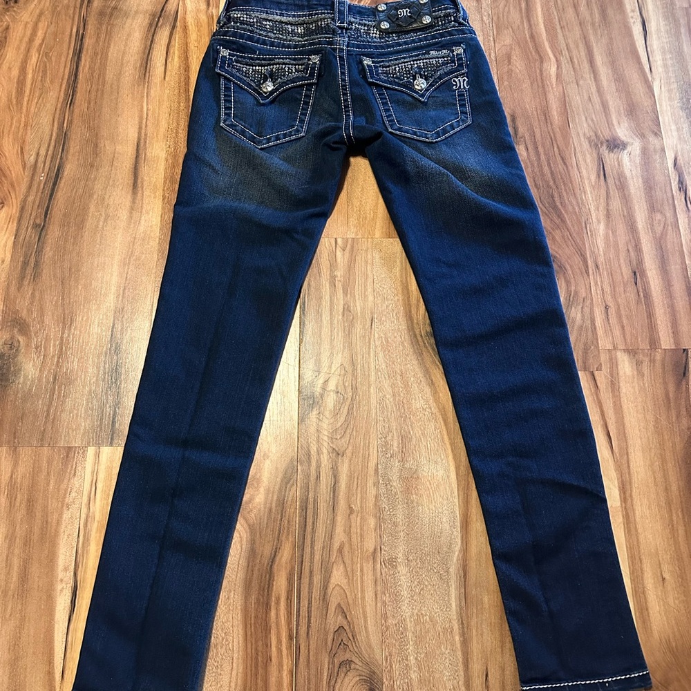 Miss Me Jeans Women’s Size 27 Signature Rise Skinny Dark Wash Bling Pocket - Picture 9 of 10
